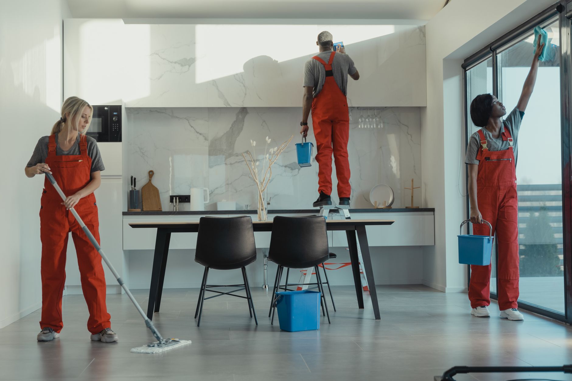 Commercial cleaning crew at work in New Orleans