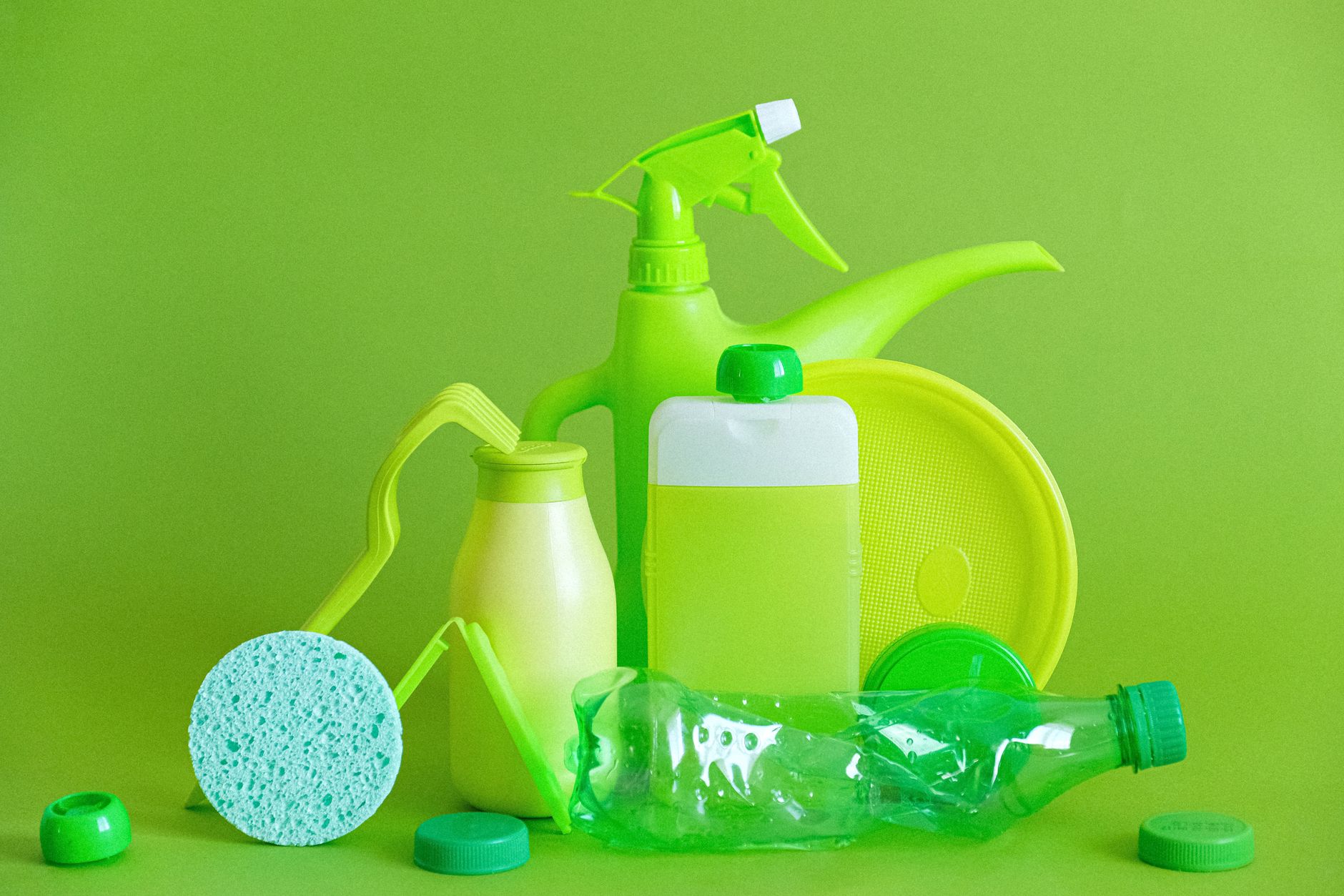 Eco-friendly cleaning supplies used to sanitize a New Orleans home