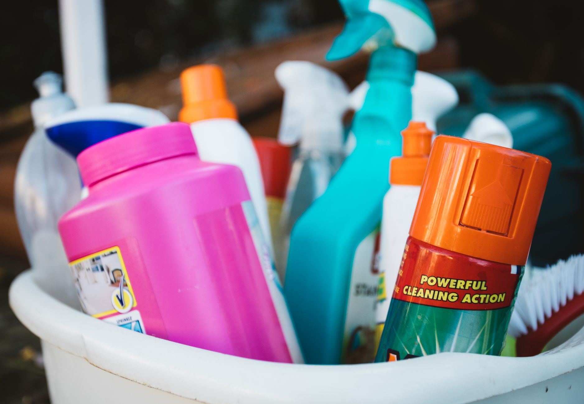 Household cleaning supplies often wrongly used to treat mold in a New Orleans home